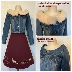 Secret Honey Otome Girly Kei Jirai Coquette Lolita Harajuku Gyaru Denim Jacket